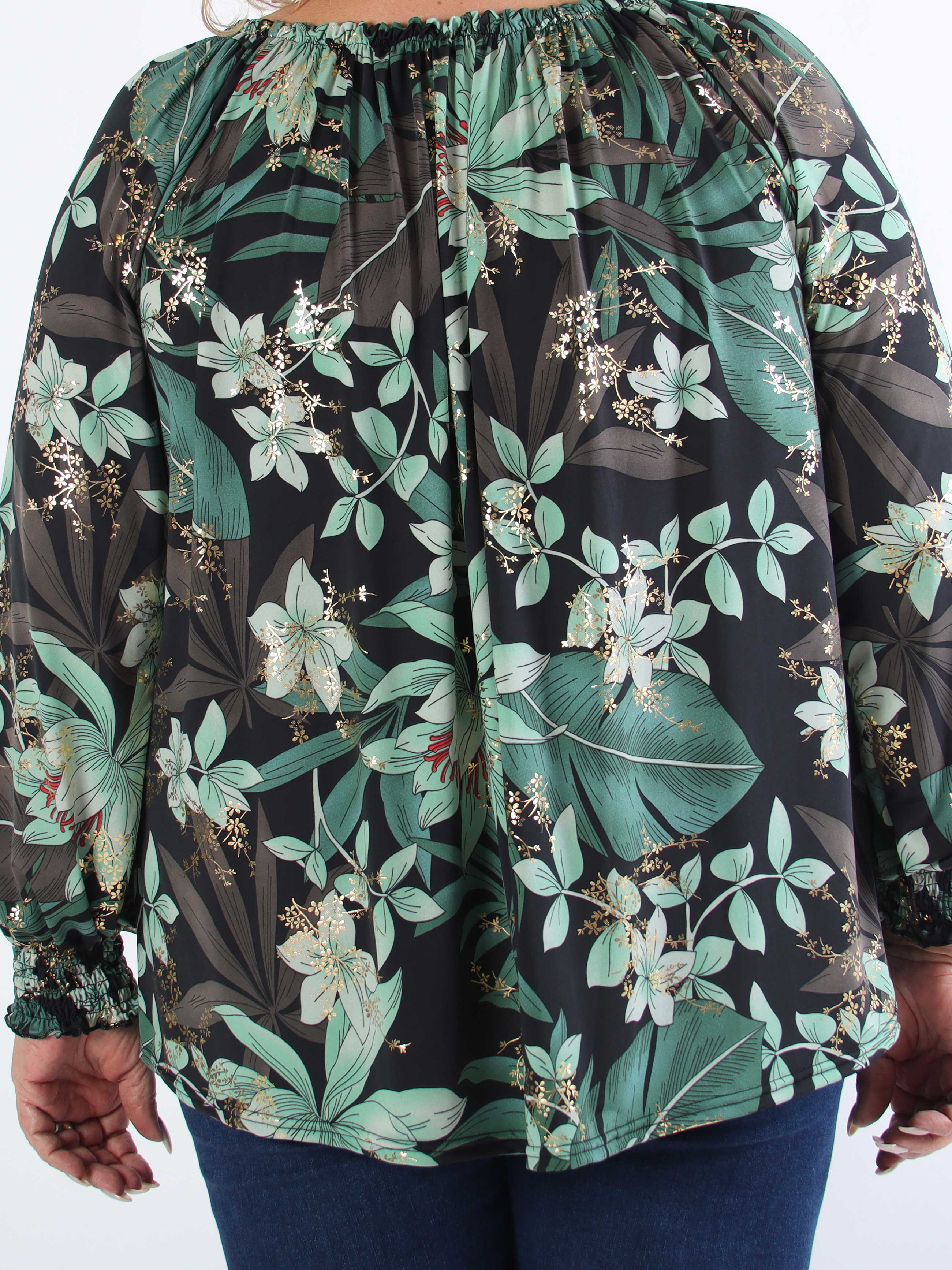 Aziras - Plus size-tunika i stretchigt tyg med elastisk halsringning